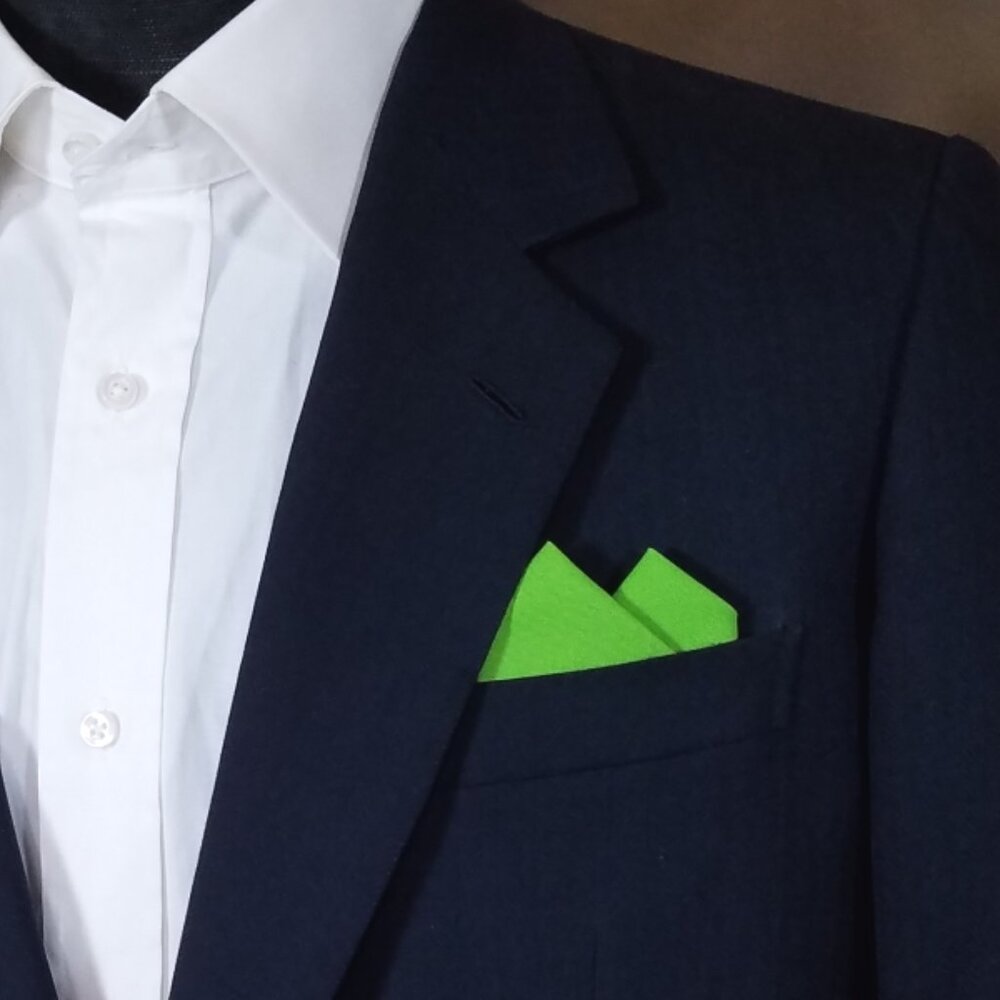 New - Green Apple Cotton Pre-Folded Pocket Square Handkerchief Insert